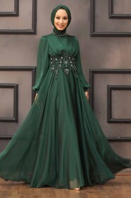 Luxury Green Islamic Clothing Evening Dress 22150Y - 2