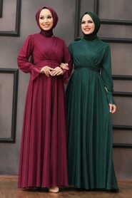  Plus Size Green Hijab Engagement Dress 22202Y - 2