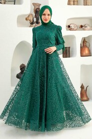  Luxury Green Hijab Wedding Gown 22343Y - 1