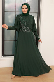  Green Turkish Modest Dress 25817Y - 1