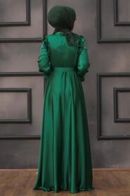 Satin Green Muslim Bridal Dress 27240Y - 2