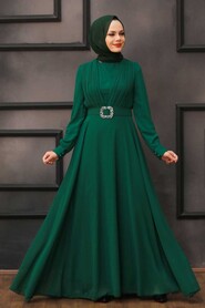  Modern Green Hijab Evening Dress 27690Y - 1