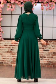  Green Turkish Hijab Engagement Dress 3060Y - 2