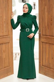  Modern Green Hijab Prom Dress 3231Y - 1