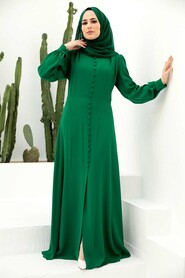 Long Sleeve Green Islamic Dress 3309Y - 1