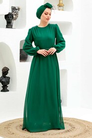  Long Green Modest Islamic Clothing Evening Dress 33490Y - 2