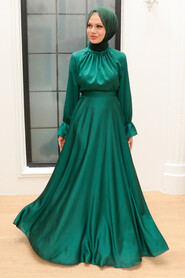  Long Green Modest Prom Dress 3449Y - 1