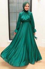  Long Green Modest Prom Dress 3449Y - 2