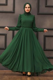 Green Hijab Evening Dress 40720Y - 1