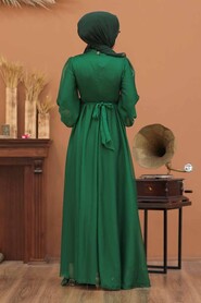  Elegant Green Islamic Clothing Evening Gown 5215Y - 2