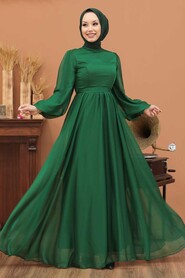  Elegant Green Islamic Clothing Evening Gown 5215Y - 1