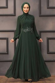 Green Hijab Evening Dress 52785Y - 1