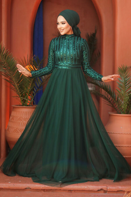 Stylish Green Muslim Wedding Dress 5338Y - NEVA STYLE