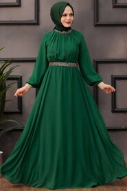  Modern Green Islamic Clothing Wedding Dress 5339Y - 1