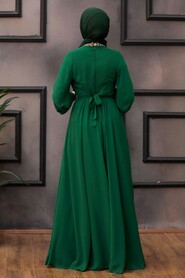  Modern Green Islamic Clothing Wedding Dress 5339Y - 2