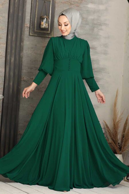 Neva Style - Plus Size Green Modest Prom Dress 53810Y - Neva-style.com