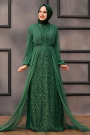  Luxorious Green Islamic Evening Gown 5383Y - 1