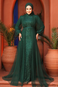  Luxorious Green Islamic Evening Gown 5383Y - 1