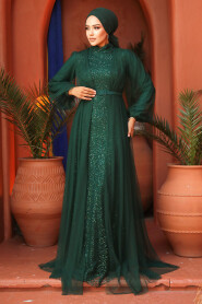  Luxorious Green Islamic Evening Gown 5383Y - 3