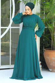  Plus Size Green Islamic Clothing Evening Dress 5422Y - 2