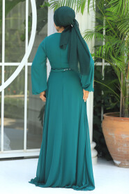  Plus Size Green Islamic Clothing Evening Dress 5422Y - 3