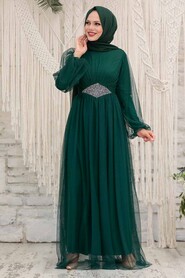  Stylish Green Modest Evening Gown 54230Y - 1