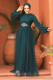  Stylish Green Modest Evening Gown 54230Y - 1