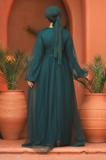 Stylish Green Modest Evening Gown 54230Y - Neva-style.com