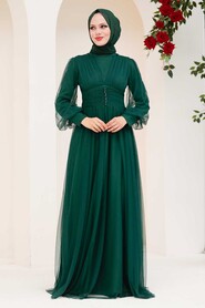  Plus Size Green Islamic Wedding Gown 5478Y - 1