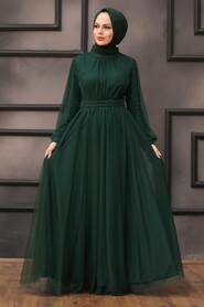  Modern Green Islamic Clothing Evening Gown 5514Y - 1
