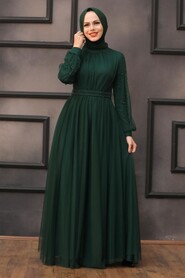  Modern Green Islamic Clothing Evening Gown 5514Y - 2