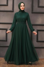  Modern Green Islamic Clothing Evening Gown 5514Y - 3
