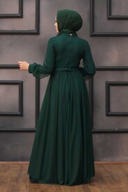  Modern Green Islamic Clothing Evening Gown 5514Y - 4