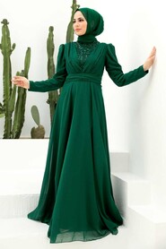  Plus Size Green Modest Islamic Clothing Wedding Dress 56280Y - 1