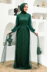  Long Sleeve Green Modest Evening Gown 5632Y - 2