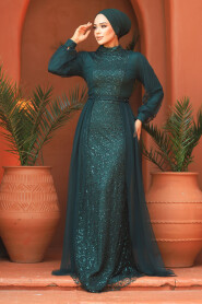  Long Sleeve Green Modest Evening Gown 5632Y - 2