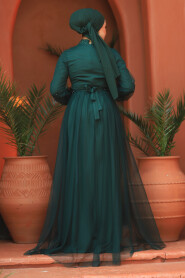  Long Sleeve Green Modest Evening Gown 5632Y - 4