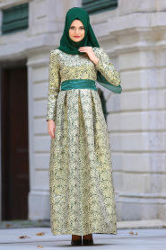 Green Hijab Evening Dress 82452Y - 