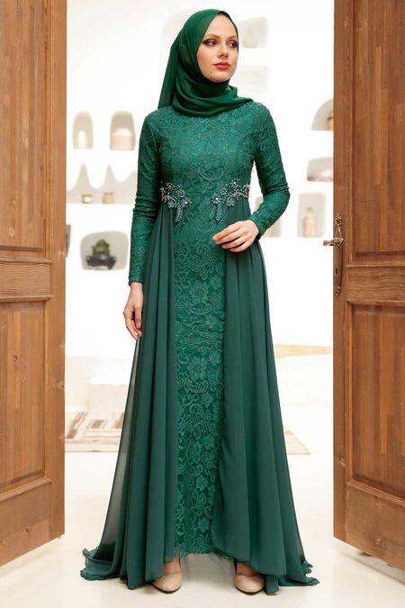  Stylish Green Hijab Wedding Gown 9105Y - NEVA STYLE