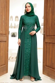  Stylish Green Hijab Wedding Gown 9105Y - 2