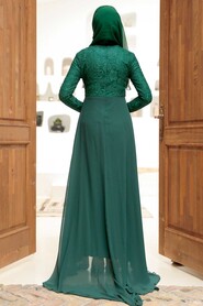  Stylish Green Hijab Wedding Gown 9105Y - 3