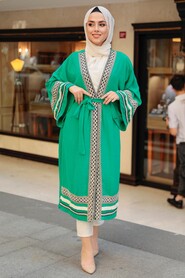 Green Hijab Kimono 10455Y - 2