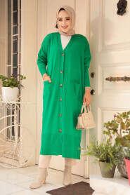 Green Hijab Knitwear Cardigan 33650Y - 2