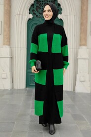 Green Hijab Knitwear Cardigan 987Y - 1