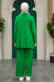 Green Hijab Knitwear Dual Suit 40782Y - 2