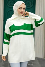 Green Hijab Knitwear Tunic 26961Y - 1