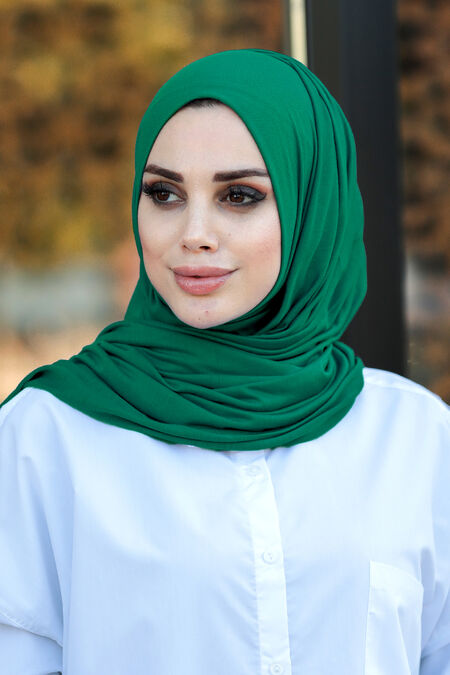 Green Hijab Shawl 7528Y - NEVA STYLE