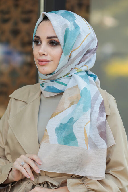Green Hijab Shawl 7538Y - NEVA STYLE