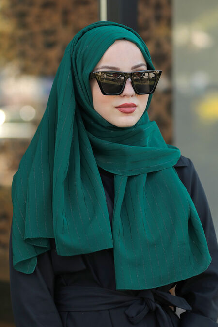 Green Hijab Shawl 7549Y - NEVA STYLE