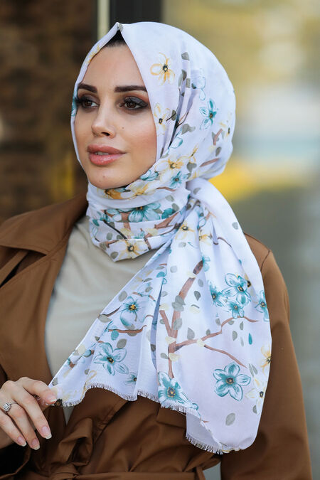 Green Hijab Shawl 7561Y - NEVA STYLE